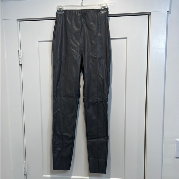 H&M grey faux leather skinny leg pants size 4. In great condition! - Picture 1 of 6